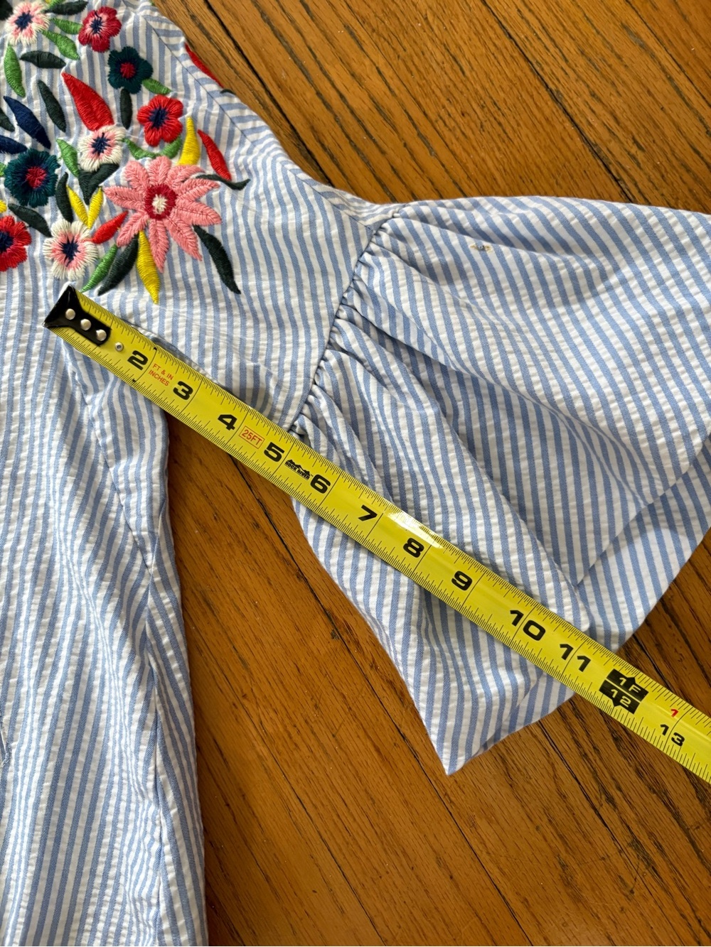Zara Blue and White Striped embroidered jacket - Picture 12 of 13